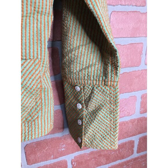 Robert Graham Blazer Jacket Seersucker Flip Cuff Notch Lapel Striped Size 4 - Picture 4 of 9